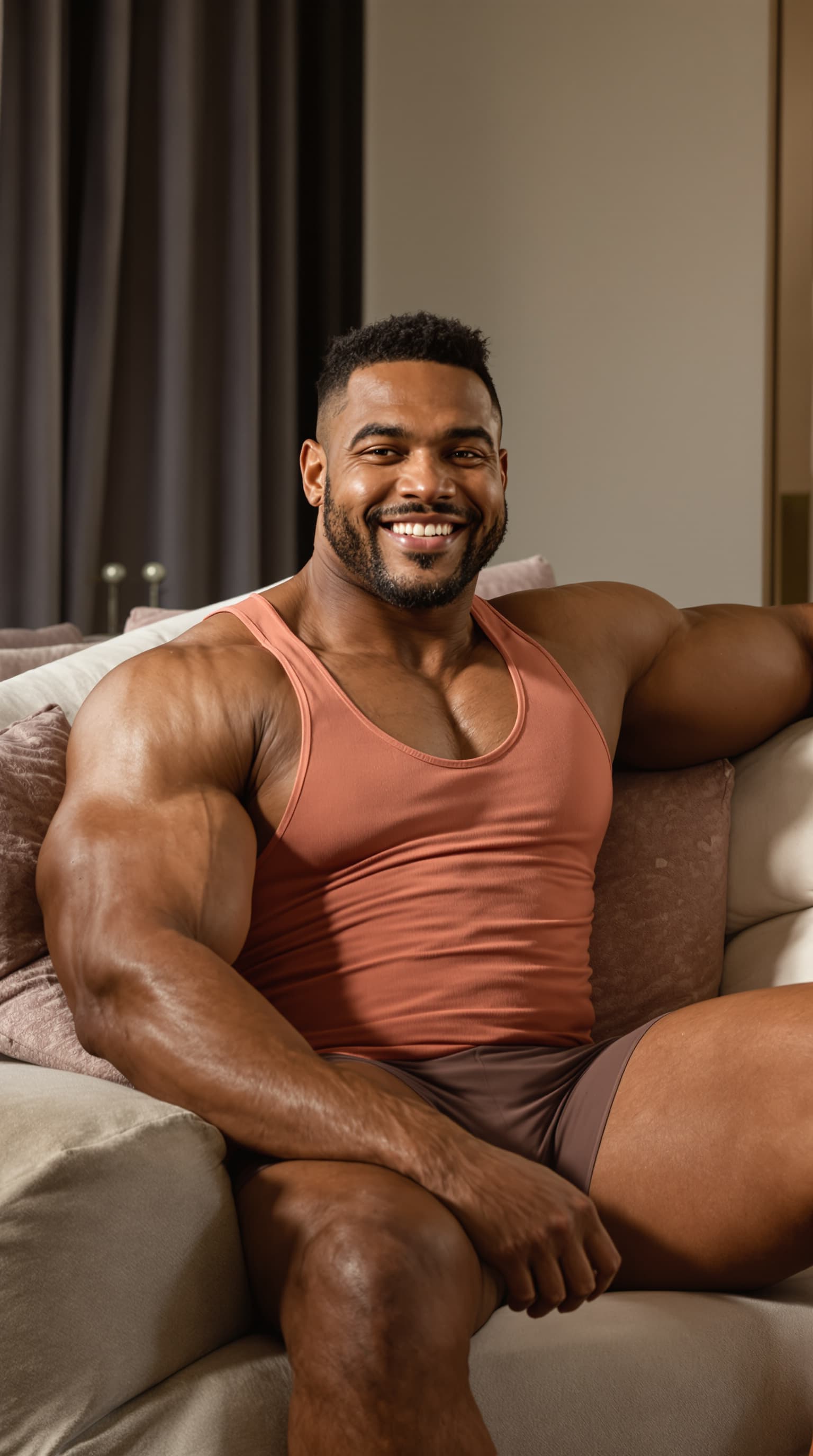AI generated: ((muscular heavyweight bodybuilder)), perfectly handsome masculine face with a strong jawline, symme...