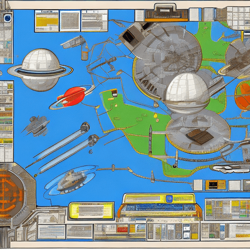 AI generated: 
space station map thinking about space colonies and space transportation