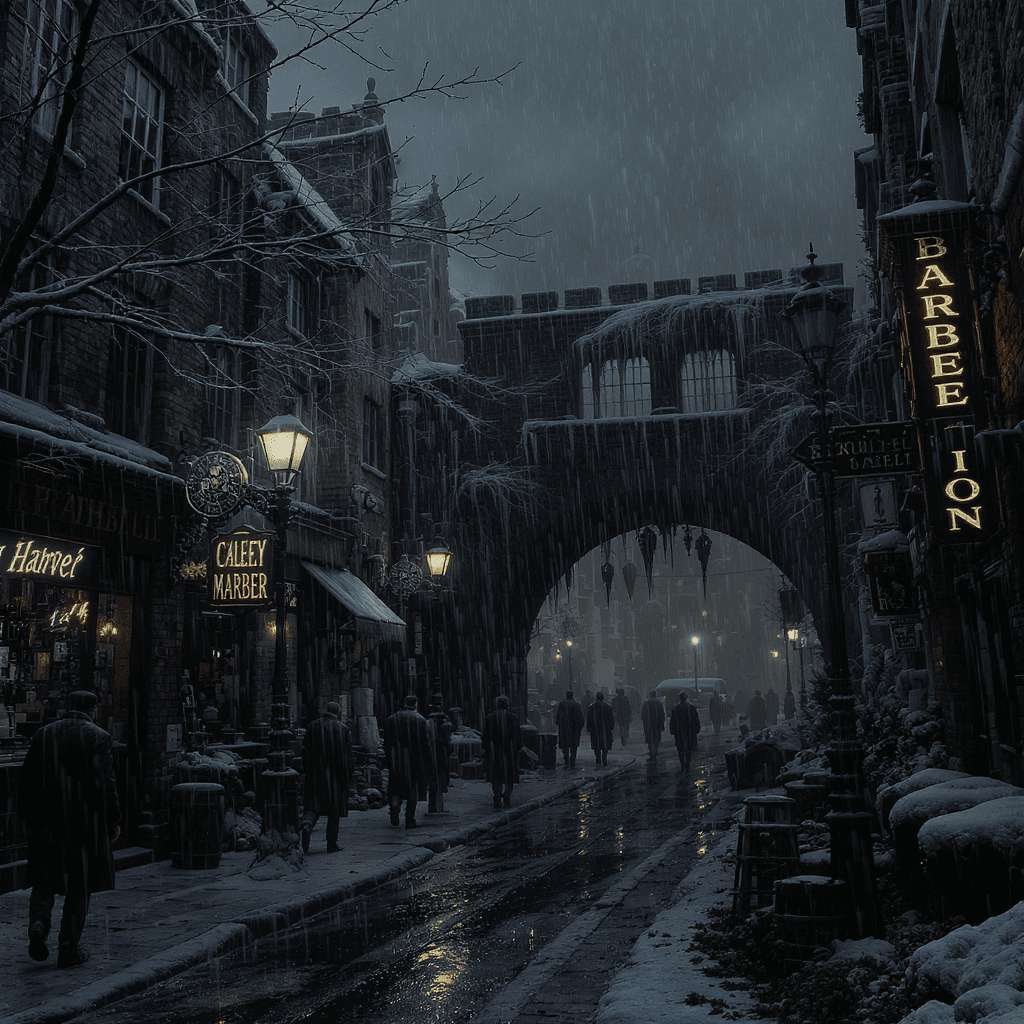 AI generated: Imagina una ciudad ficticia en Europa, situada en 1960, pero impregnada de una atmósfera gótica y op...