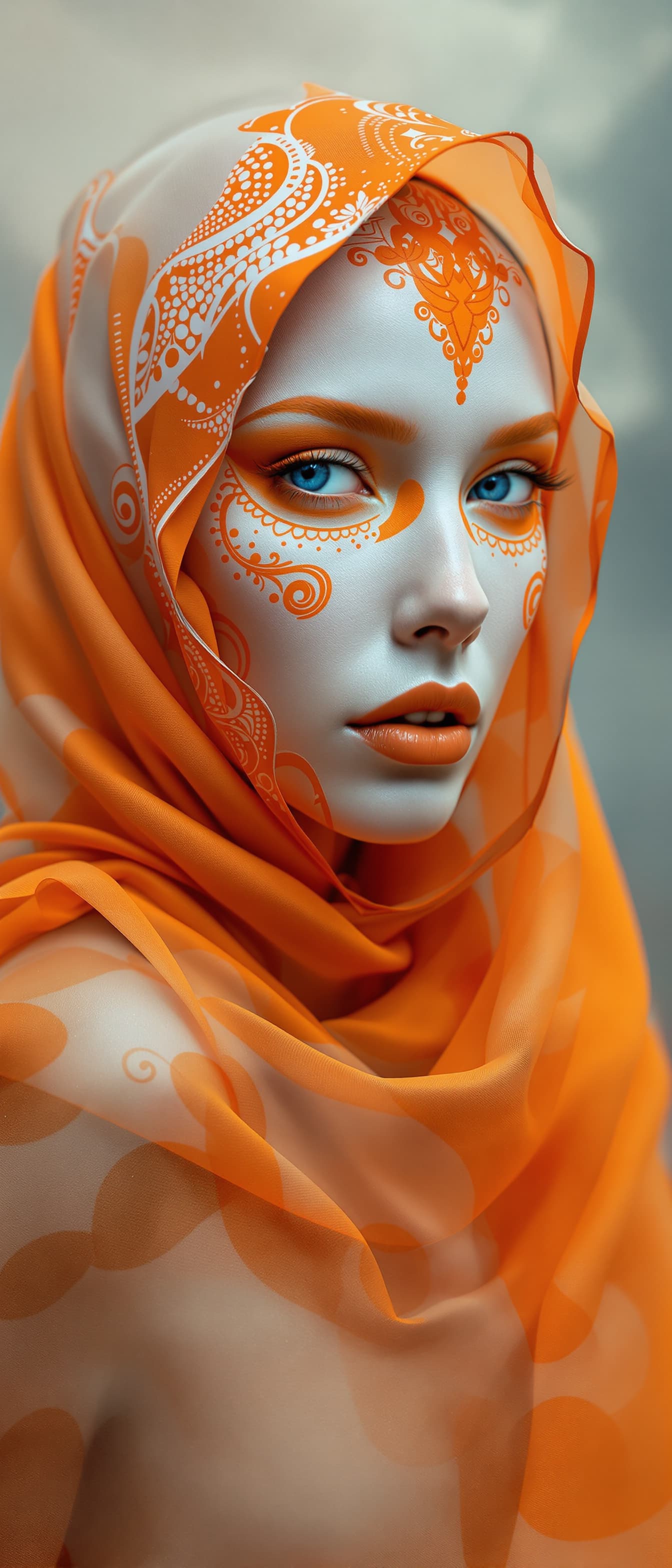 AI generated: "Fine art fashion photography. Full-hight vertical portrait, gorgeous lithe supermodel, intricate or...