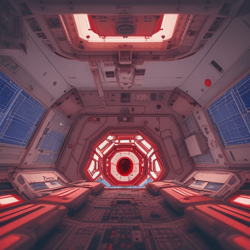 AI generated: 
image inside a space station where you see a red alarm beeping
