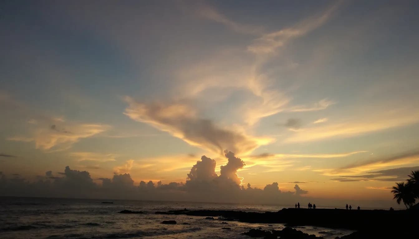 AI generated:  sunset dengan siluet wanita Kupang