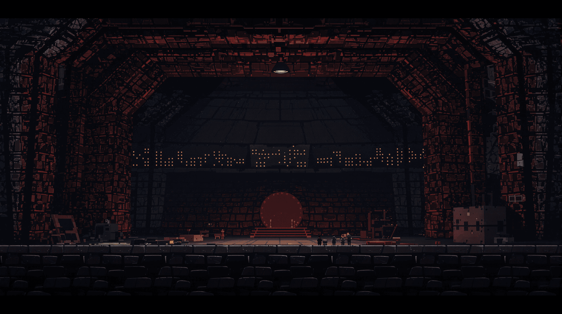 AI generated: Background for pixel art games. Soviet dark bunker