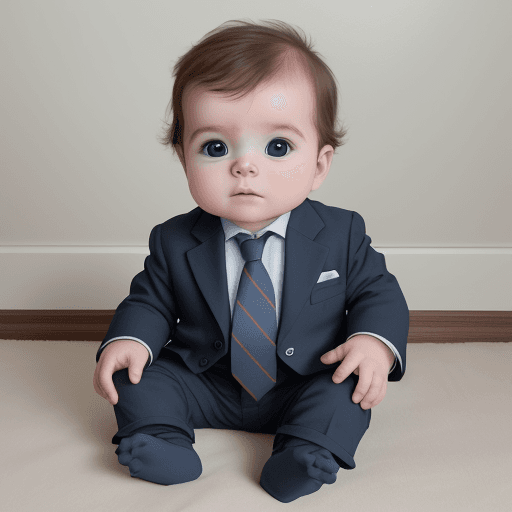 AI generated: image of a baby in a suit with a tie