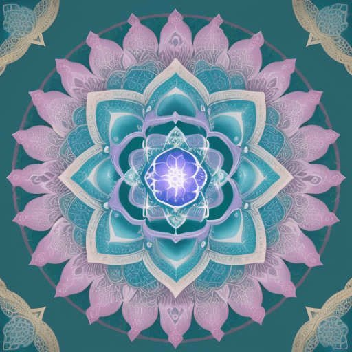 AI generated: meditation logo, a majestic mandala background that has soft and harmonious colors, in the center of...