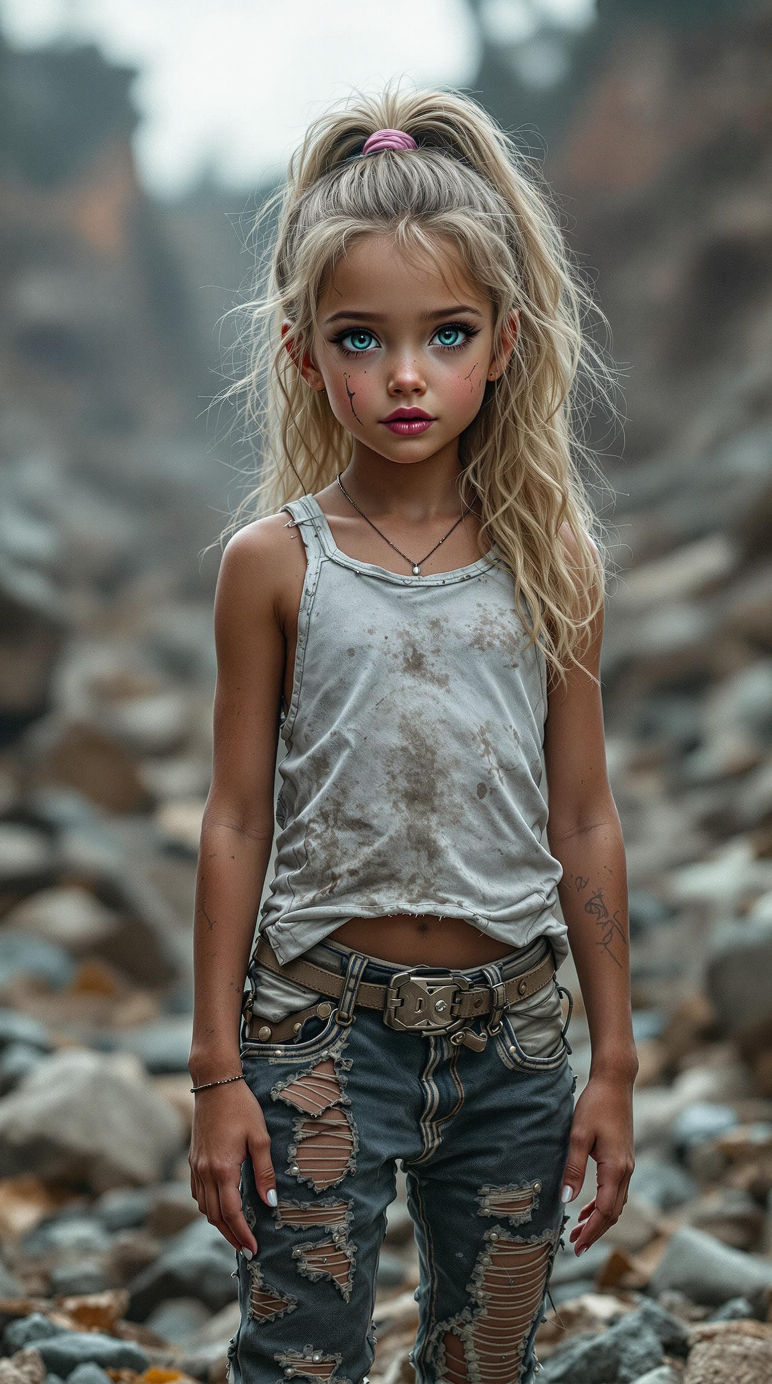 AI generated: a professional photo of a exceptionally beautiful girl in the world (age 7), (seven year old) post-a...