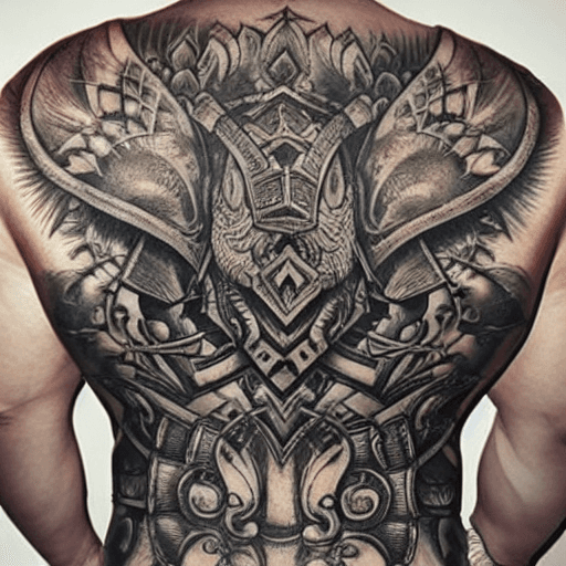 AI generated: BACK TATTOO, ARMOR, ELEPHANT