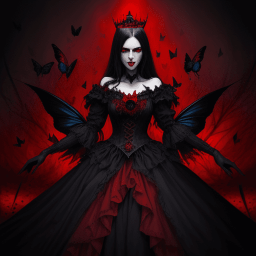 AI generated: a full-length portrait of the red queen, dark dark fantasy theme, mystical, magnified, red theme, un...