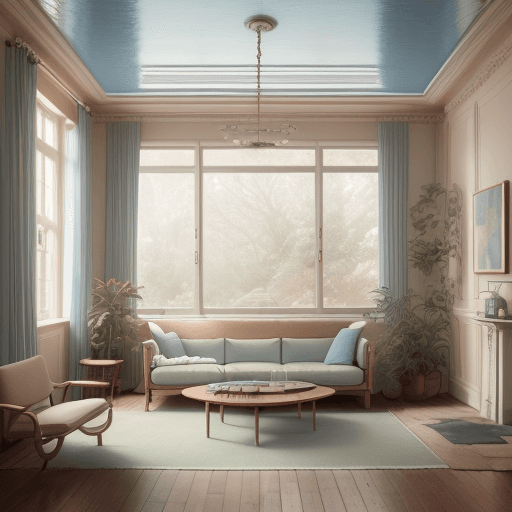 AI generated: High resolution photography interior design, dreamy sunken living room conversation pit, wooden floo...