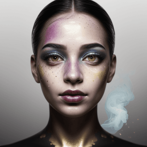 AI generated: A captivating, dark fantasy portrait featuring a vibrant colorful abstract close-up of a face. The s...