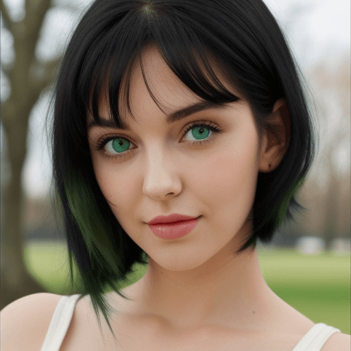 AI generated: cute, green eyes
, black hair