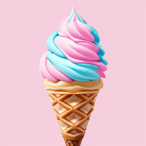 AI generated: Ice cream melting in a waffle cone, bright and colorful background, product photography, whimsical a...