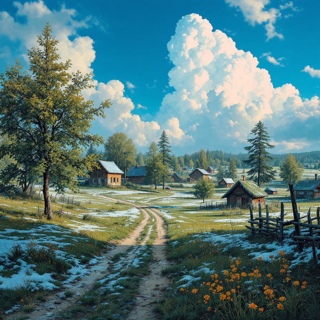 AI generated: Typical Russian village landscape
