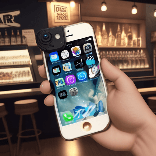 AI generated: a polar bar is using an iphone