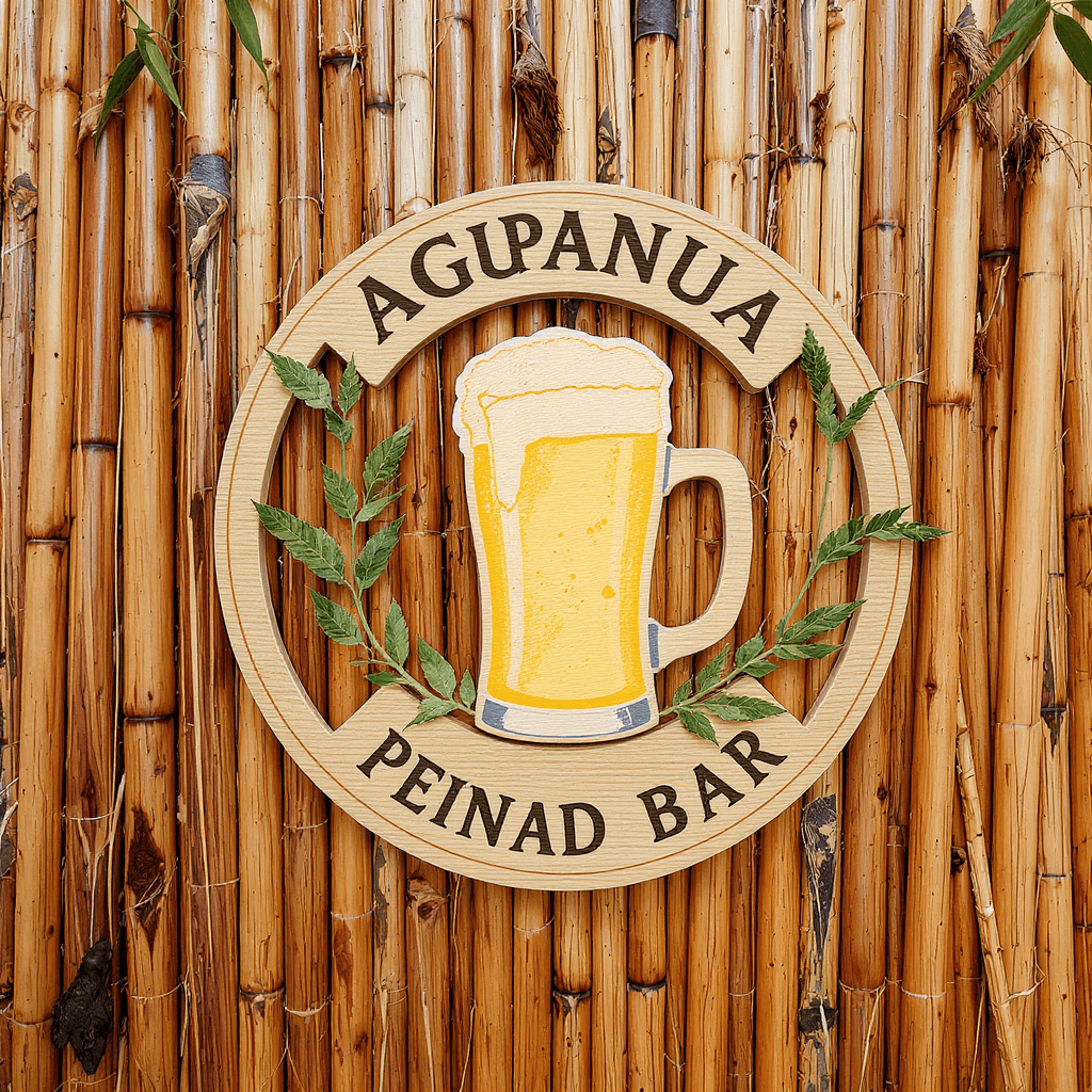 AI generated: puedes crear un logo en guadua que diga Aguapanelas terraza bar, algo novedoso, 4k, decoracion en ba...
