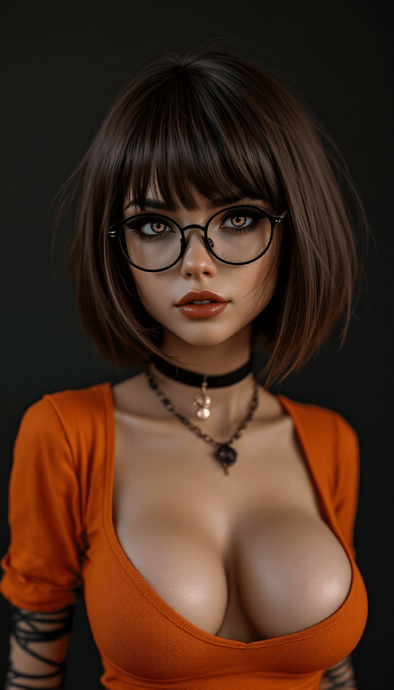 AI generated: Photo full body of a ultra realistic of velma from scooby-doo (20 years), very sultry look, so hot g...