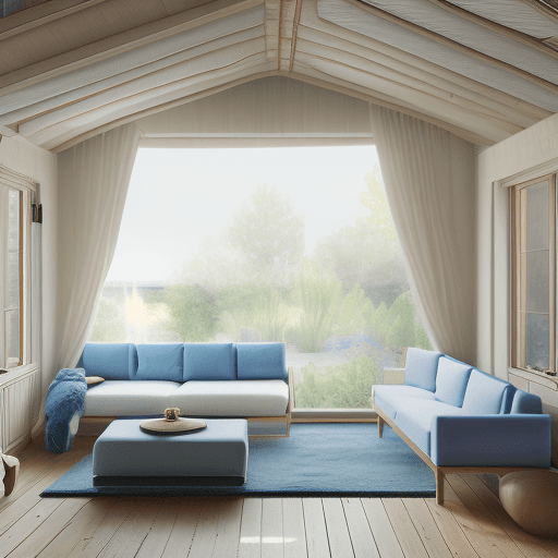 AI generated: High resolution photography interior design, dreamy sunken living room conversation pit, wooden floo...