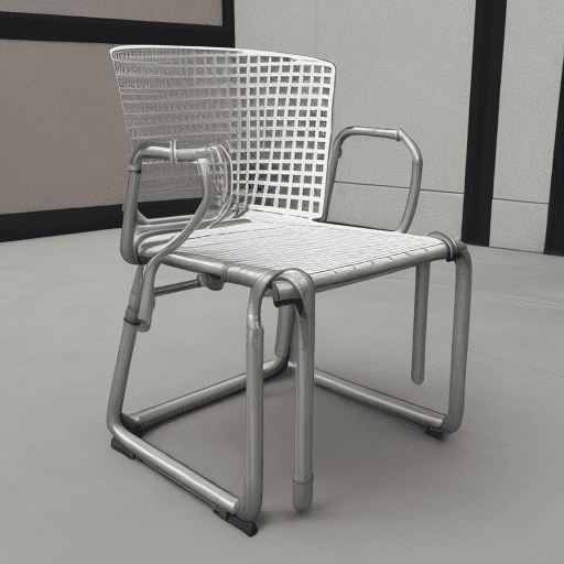 AI generated: realistic chair, tubular structure, crossed structure. Confy look, 
