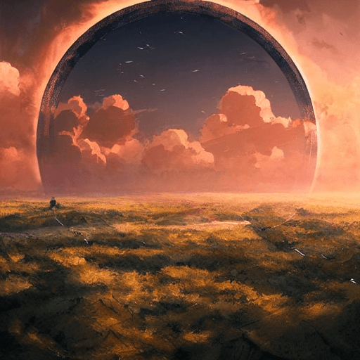 AI generated: "Aerial view of stratocumulus forming a circular portal in the horizon by Ismail Inceoglu and Studio...