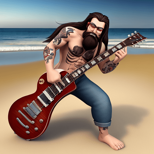 AI generated: Perfect digital painting of a 3D caricature entire body of a man with long hair, short van dick bear...