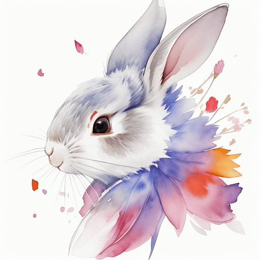 AI generated: ( watercolor \(medium\),    IrisCompiet:1.2),<lora:IrisCompietStyle:0.9>, side view of a rabbit with...