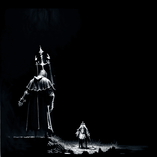 AI generated: Pontif Sullivan fighting the nameless king dark souls, 80s dark fantasy, dark fantasy, dark fantasy ...