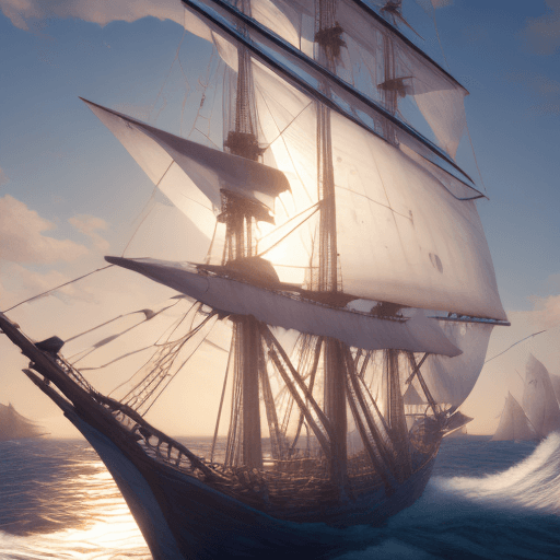 AI generated: Photo of a ultra realistic sailing ship, dramatic light, pale sunrise, cinematic lighting, battered,...