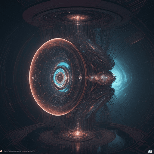 AI generated: a machine clock in the timeless universe encounters a living being across the time dimensions euclid...