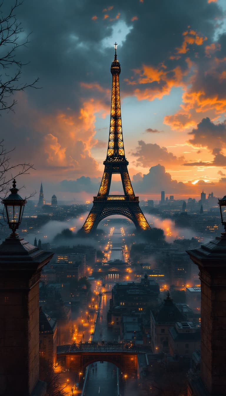 AI generated: 
Imagine the Eiffel tower in paris,(with ancient sigiles) seen fully from ground level upward, in aw...