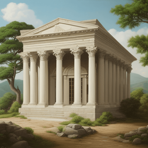 AI generated: a painting of a stony hill, in the style of classical architectural with out plant.
