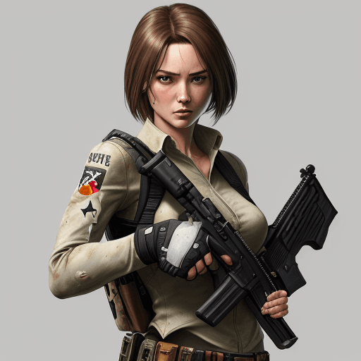 AI generated: an image of an photorealistic character holding a gun, in the style of womancore, comic art, realist...