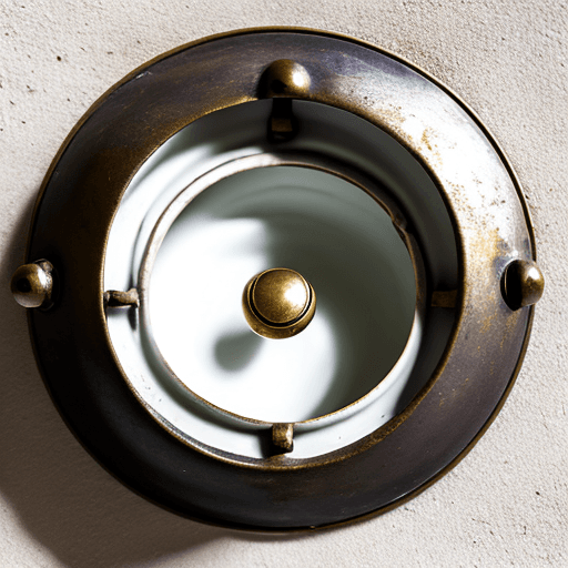 AI generated: old bronze plughole surrounded by white enamel 