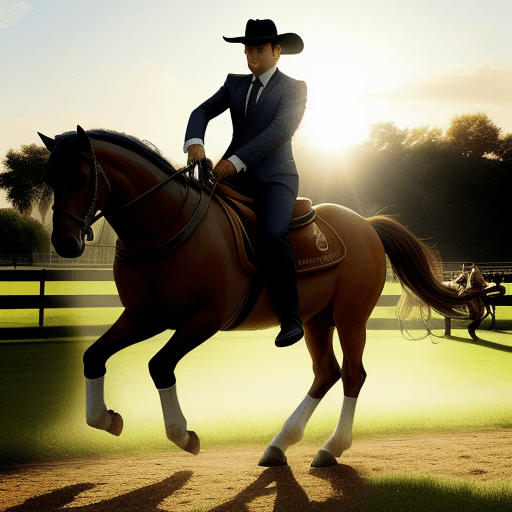 AI generated: gangster messi,riding a horse with a beautiful sunlight at the back and messi falling