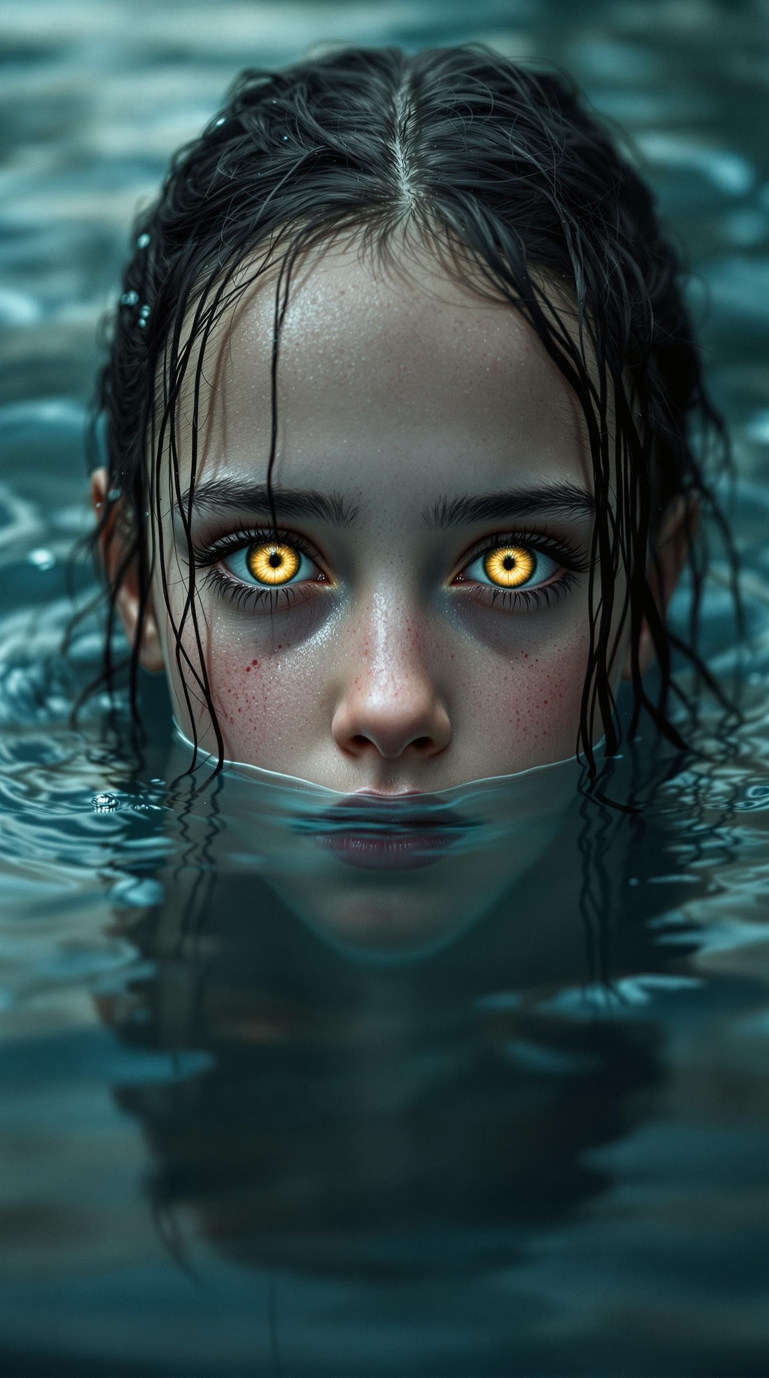 AI generated: a professional photo of a exceptionally of the most beautiful (age 11) young girl in a nightmarish p...
