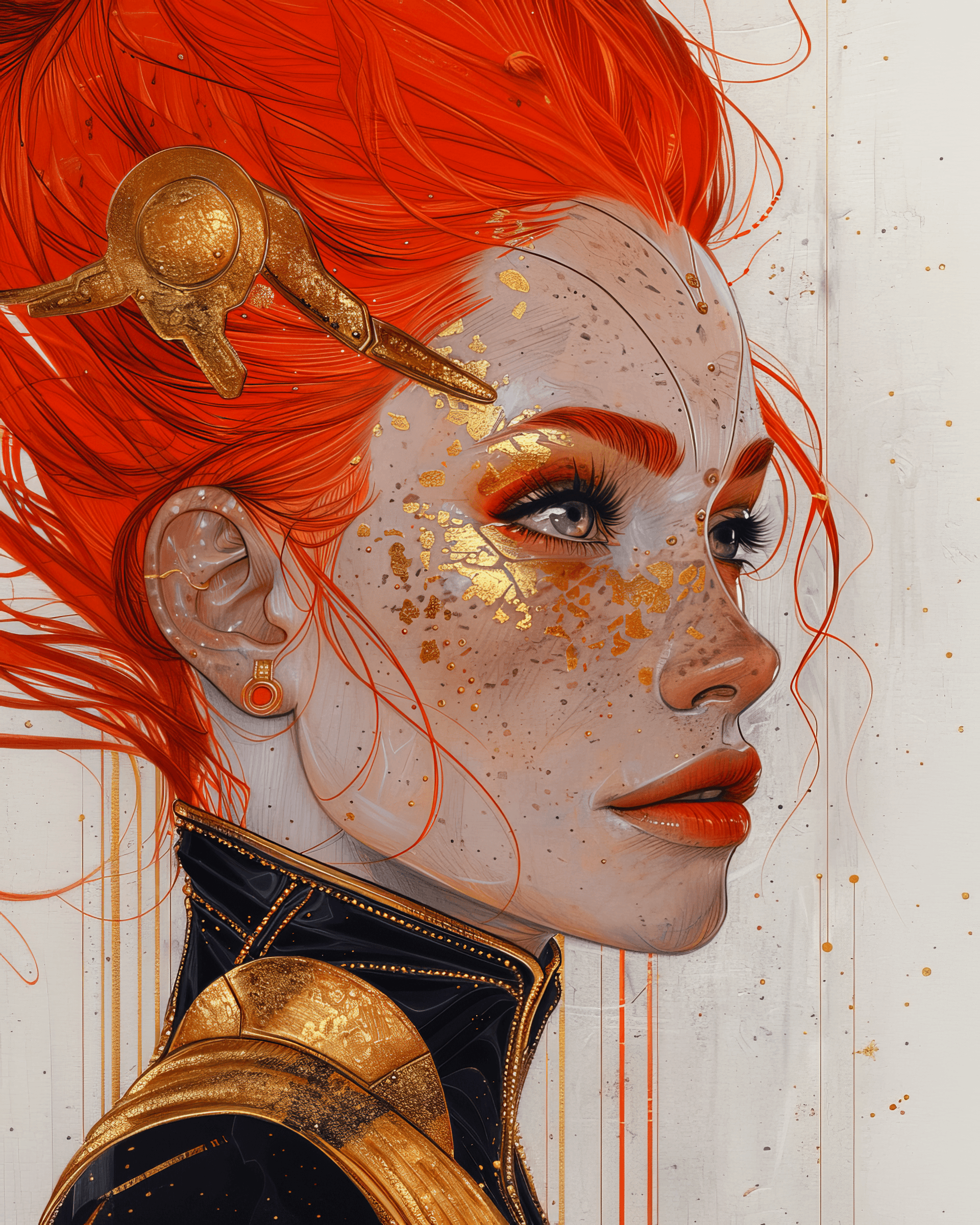 AI generated: Masterpiece close-up illustration of her highness the Intergalactic princess Iikhy the fair, unique ...