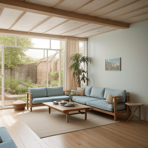 AI generated: High resolution photography interior design, dreamy sunken living room conversation pit, wooden floo...