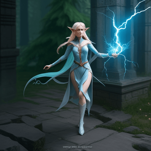 AI generated: Elf with magical powers, full body, character design, full body cinematic lightning, epic fantasy, h...