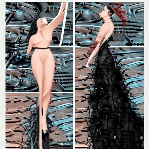 AI generated: (naked:1.1) instagram model in black with open high heels, open lace luxury dress, in the style of m...