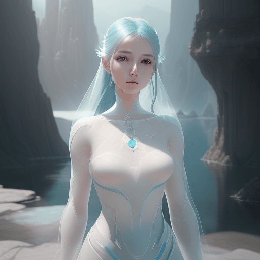 AI generated: ethereal and clean portrait of a female character Unreal Engine 5, pristine face glass-like face ski...
