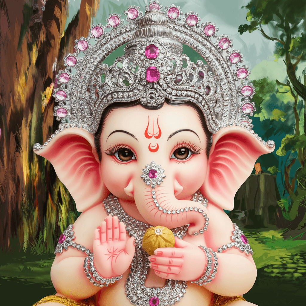 AI generated: full body highly detailed and ultra-realistic image of a baby Ganesha idol, designed with a soft, an...