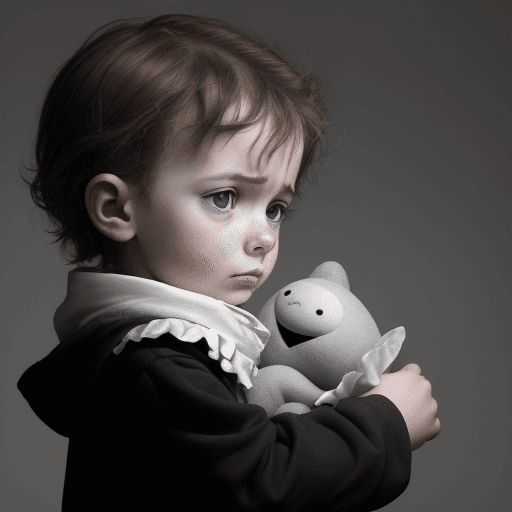 AI generated: Image sombre enfant triste avec des égratignures au fond d'un puit