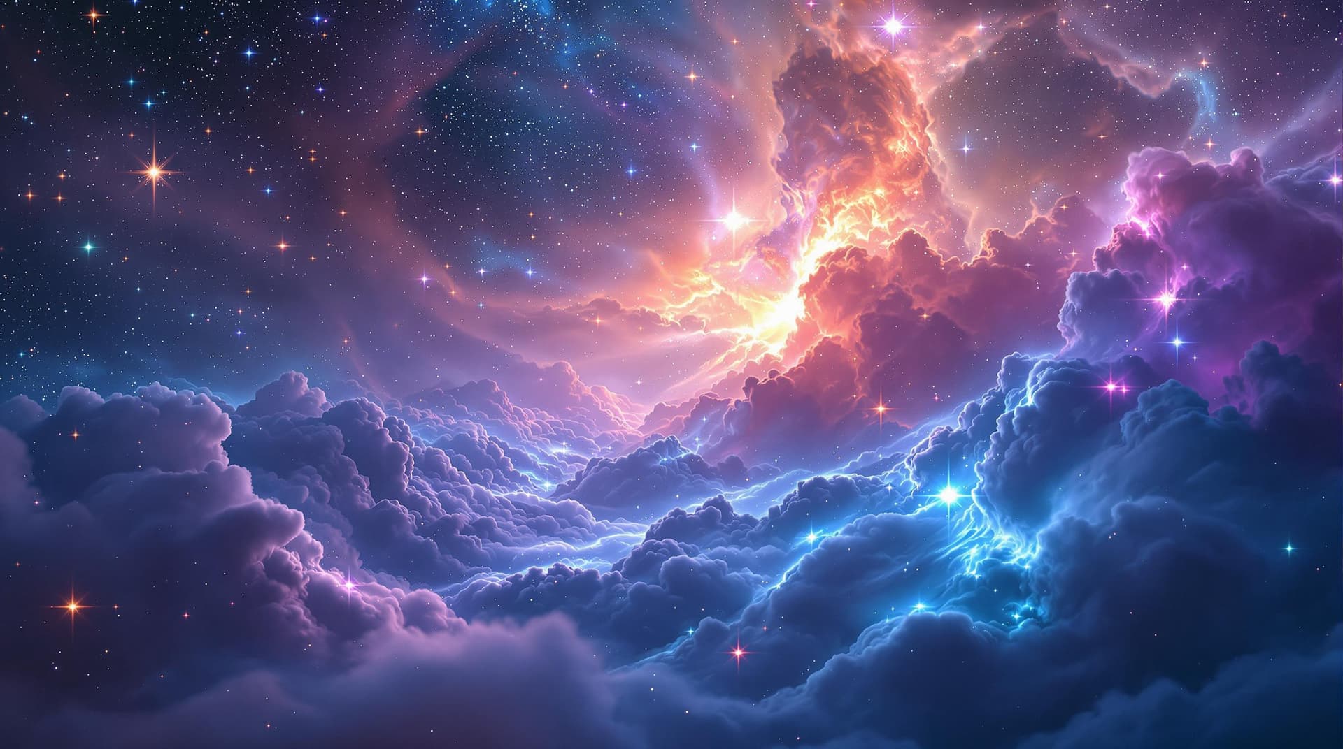 AI generated: wonderful surreal a starry valley  landscape  full of cosmic phenomena    in a close up view, made w...