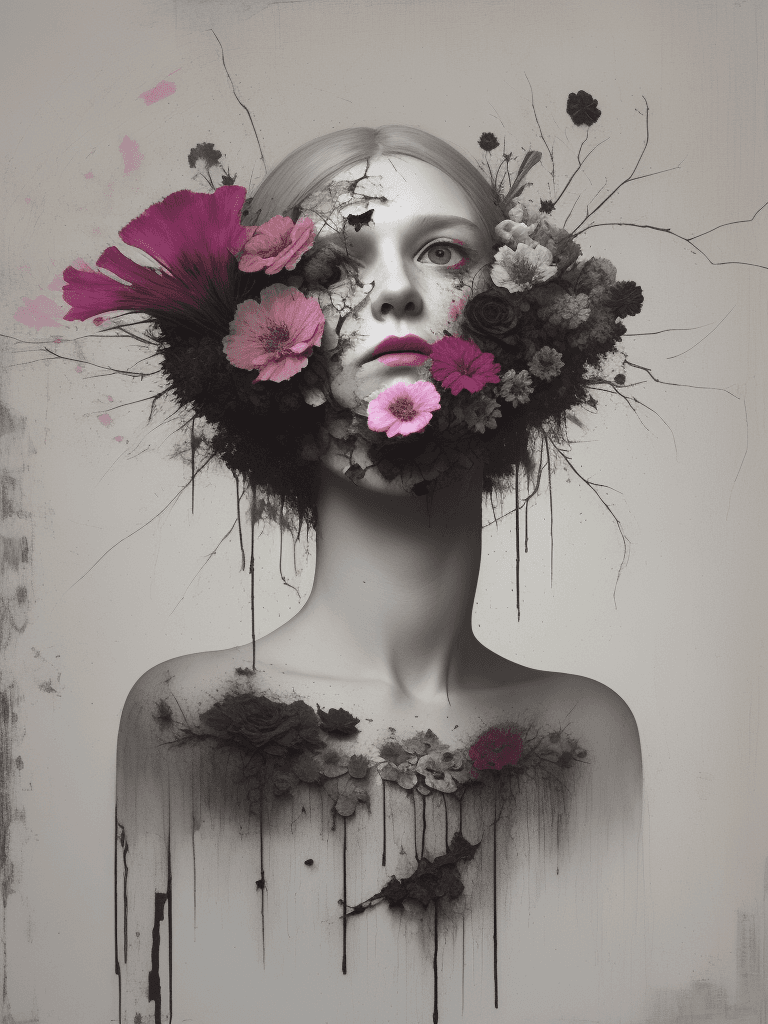 AI generated: floral decay in the style of jake wood evans , --ar 9:16