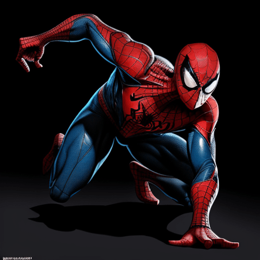 AI generated: a COMIC drawing of SPIDERMAN TOP BODY shot, , in the style of Neal Adams  , black background, low an...