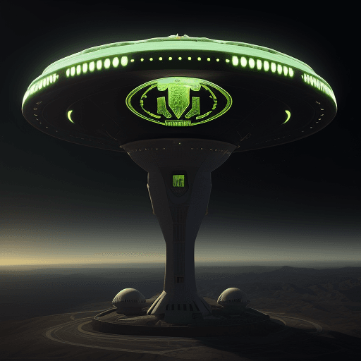 AI generated: high tech American UFO with andalusia flag in unreal engine style