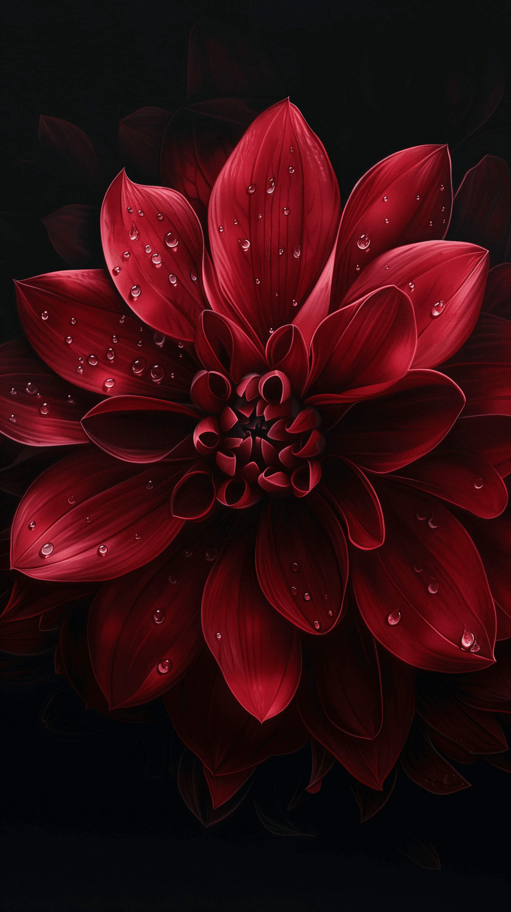 AI generated: illustrate an intricate floral arrangement bursting with life against a stark black background, focu...