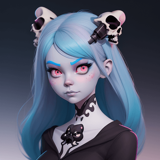 AI generated: a close up of a cartoon character with a bunch of skulls, lois van baarle and rossdraws, beeple and ...