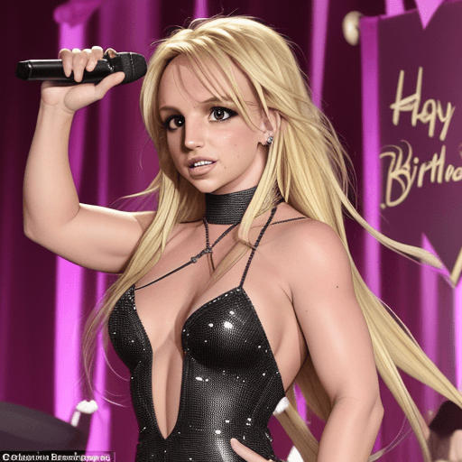 AI generated: Britney Spears with the long blonde hair celebrates 43rd birthday party