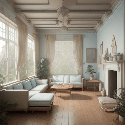 AI generated: High resolution photography interior design, dreamy sunken living room conversation pit, wooden floo...