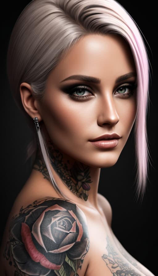 AI generated: Tattooed Female Portrait, Digital Photography, Raw format, 8k, ultra realistic, hyper detailed